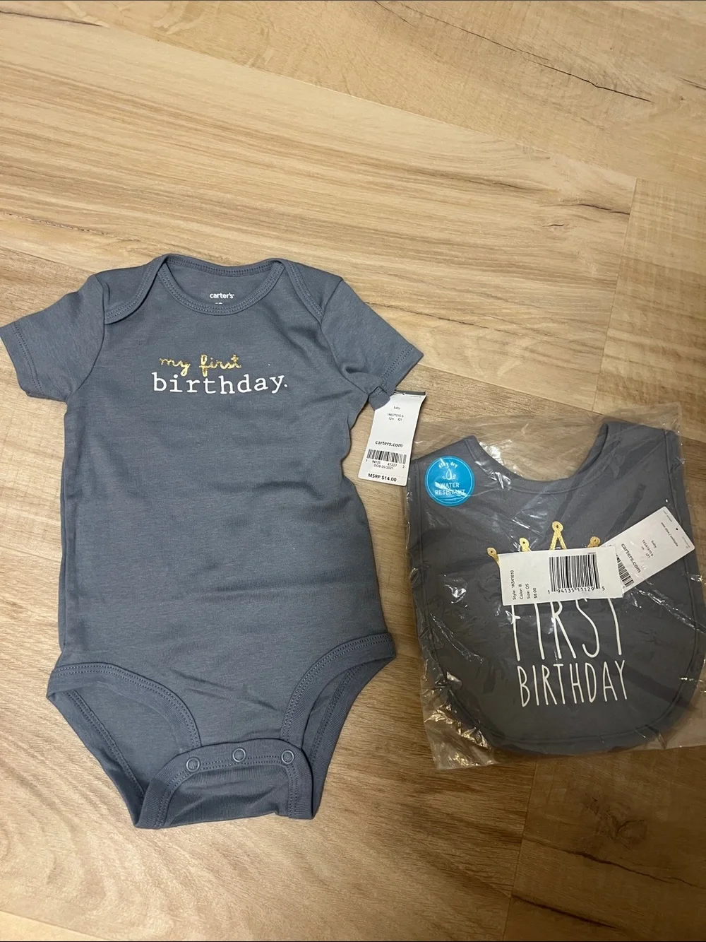 Carter's Blue/Gray “my first birthday.